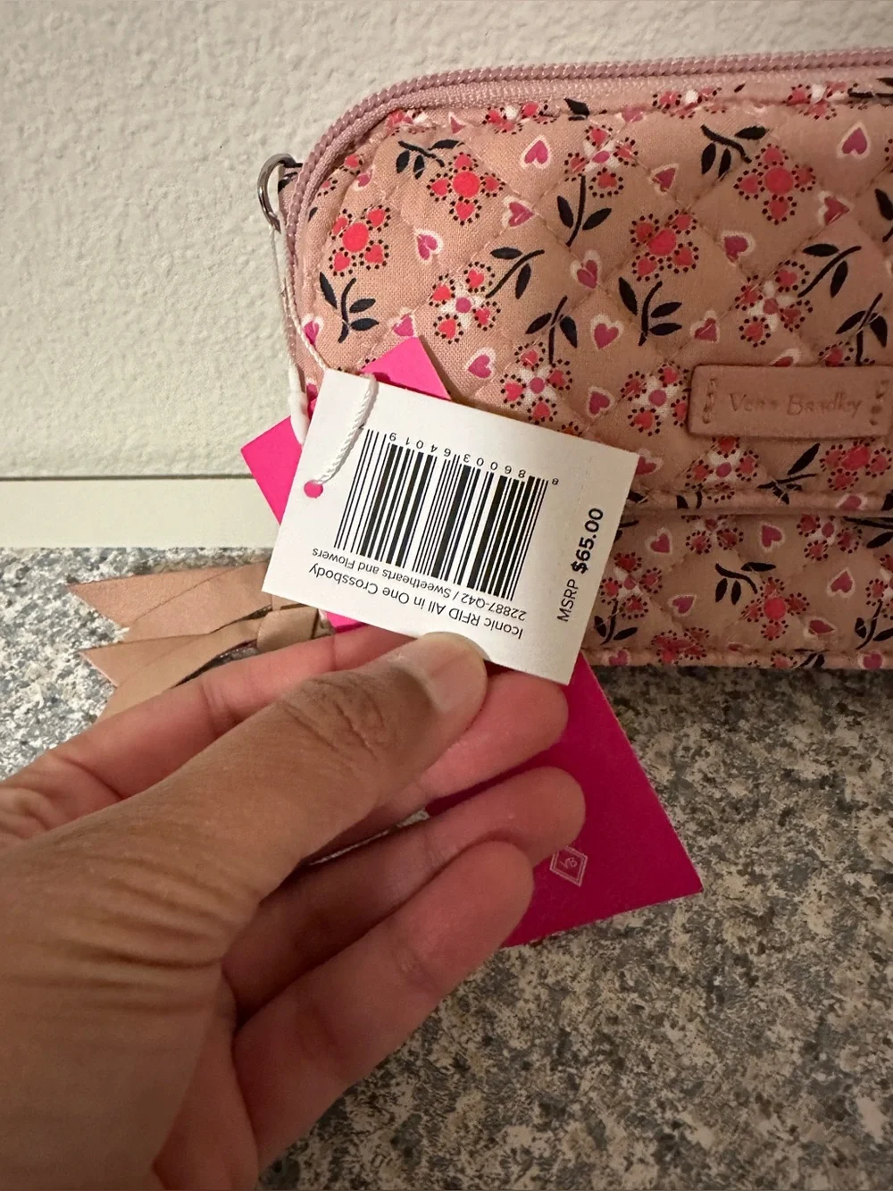 Vera Bradley Iconic All-in-one RFID Crossbody in “Sweethearts and Flowers”